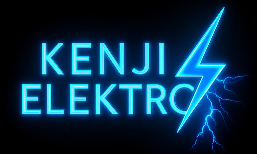 Kenji Elektro Logo Kenji Elektro neon blue logo with lightning bolt